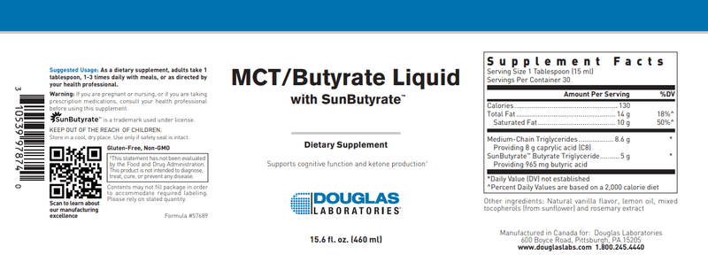 MCT / Butyrate Liquid with Sunbutyrate (Douglas Labs)