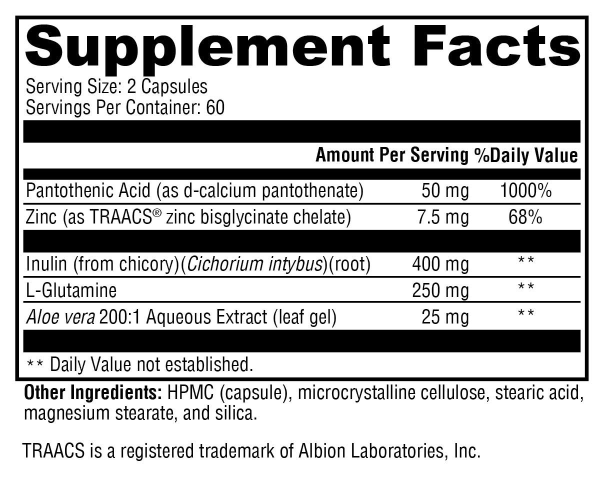 MedCaps GI™ Supplement Facts Label