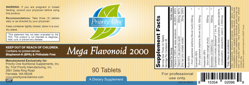 Mega Flavonoid 2000 (Priority One Vitamins) label