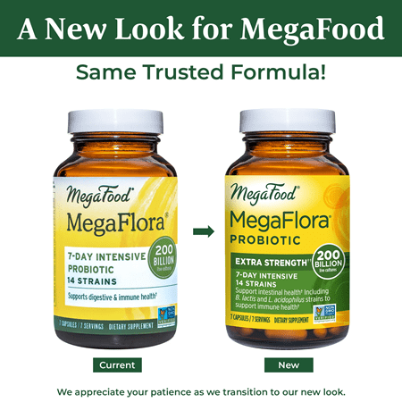 MegaFlora 200 7-Day Intensive Probiotic (MegaFood) new look
