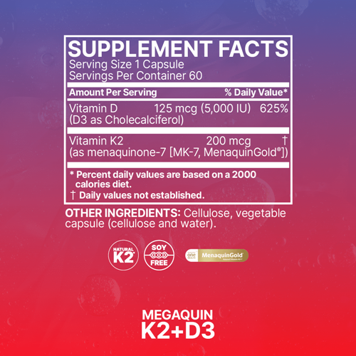 megaquin k2+d3 microbiome labs supplement facts