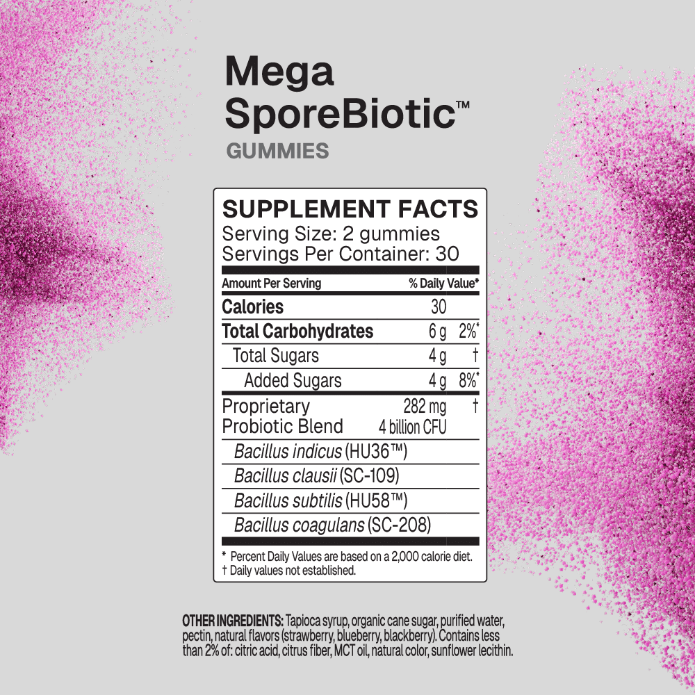 MegaSporeBiotic Gummies Supplement Facts Label