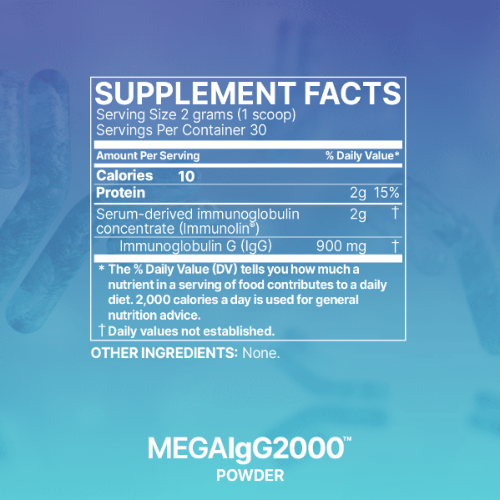 mega igg2000 powder (microbiome labs) supplement facts