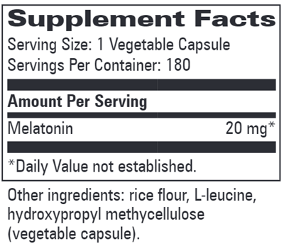 Melatonin 20 mg (Progressive Labs) 180ct Supplement Facts