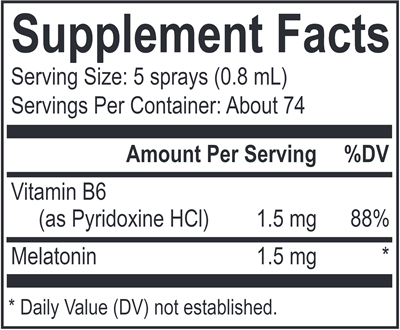 Melatonin Spray (Energetix) Supplement Facts