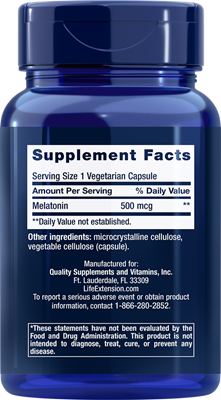 buy melatonin 500 mcg (life extension)