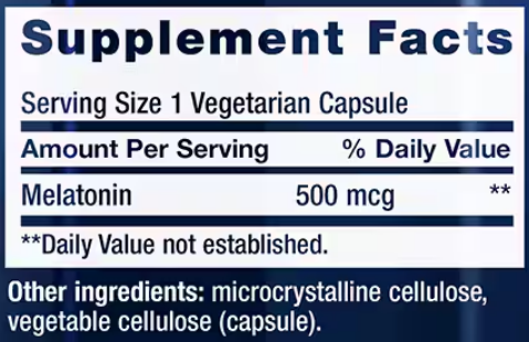 melatonin 500 mcg (life extension) supplement facts