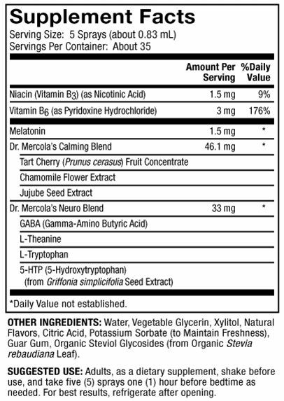 Sleep Support with Melatonin Supplement Facts Label