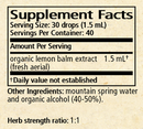 melissa lemon balm supplement facts