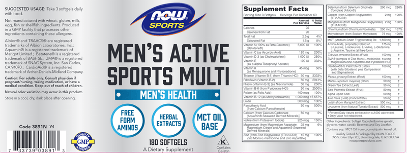 Men's Active Sports Multi (NOW) Label