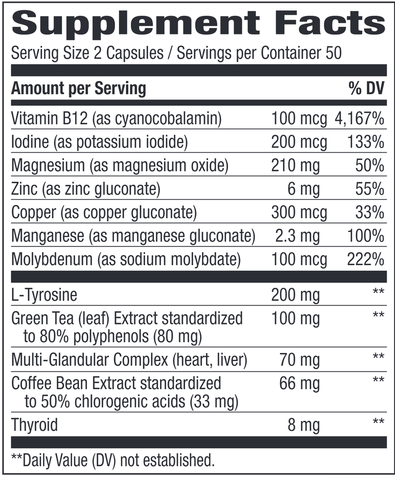 Metabolic Advantage Capsules (Nature's Way) 100ct supplement facts