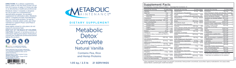 Metabolic Detox Complete - Natural Vanilla (Metabolic Maintenance) label