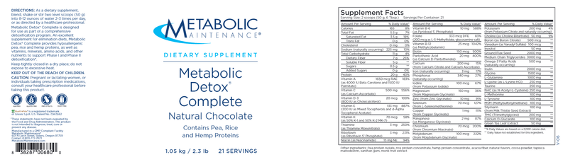 Metabolic Detox Complete Choc. (Metabolic Maintenance) label