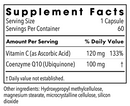 coq10 100 mg (metabolic maintenance) supplement facts
