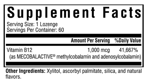 Methyl B12 1000 Seeking Health supplement facts