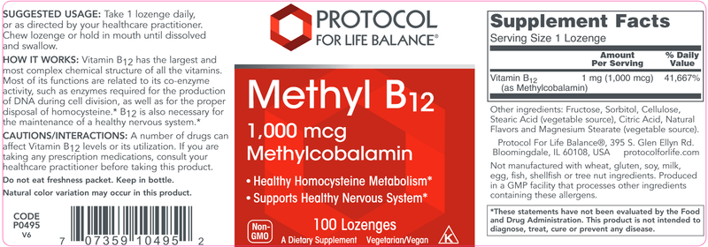 methyl b12 1000 mcg (protocol for life balance) label
