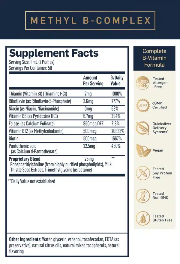 Methyl B Complex Liposomal (Quicksilver Scientific) supplement facts