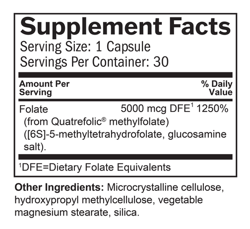 MethylFolate Supplement Facts Label