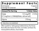 l-methylfolate 7.5 mg (methylpro) supplement facts