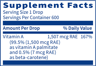 Micellized Vitamin A Liquid (Klaire Labs) Supplement facts
