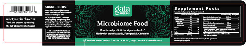Microbiome Food Gaia Herbs label