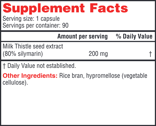 Milk Thistle 80 (Health Concerns) 90ct Supplement Facts