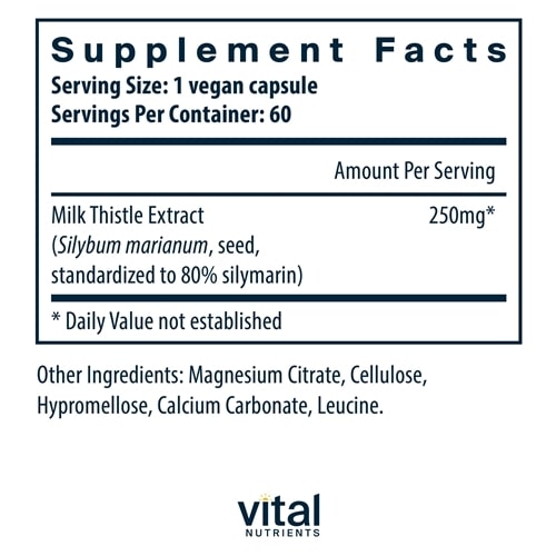 Milk Thistle Extract 250mg Vital Nutrients supplements