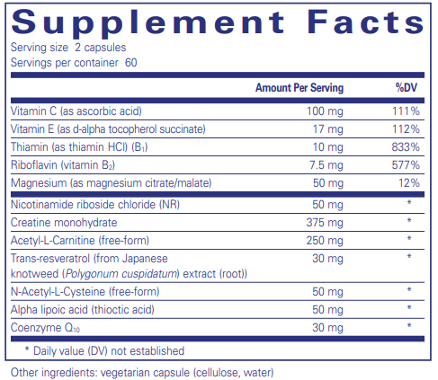 Mitochondria-ATP 120 Count (Pure Encapsulations) supplement facts