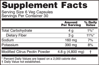 Modified Citrus Pectin 800 mg (NOW) Supplement Facts