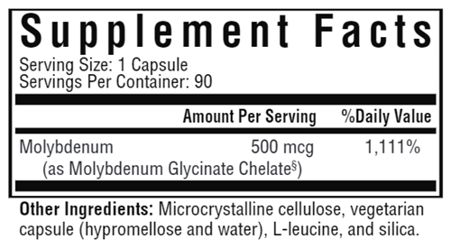 Molybdenum 500 Seeking Health supplement facts