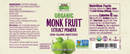 monk fruit extract powder (now foods) label