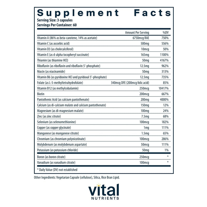 Multi-Nutrients No Iron & Iodine Vital Nutrients supplements