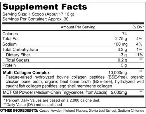 multi collagen powder chocolate codeage supplement facts