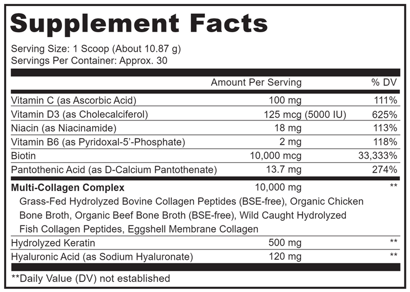Multi Collagen Powder Platinum (Codeage) supplement facts