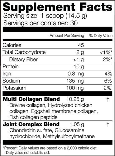 Multi Collagen Protein Powder - Chocolate (Bariatric Fusion) supplement facts