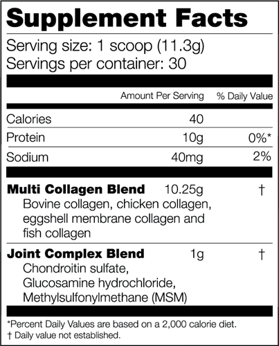 Multi Collagen Protein Powder - Unflavored (Bariatric Fusion) supplement facts