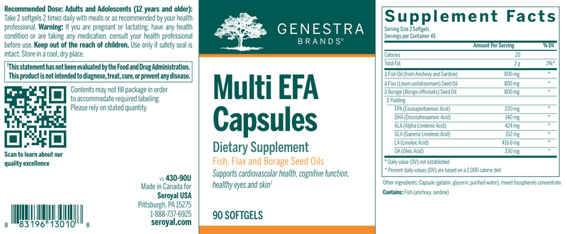 Multi EFA Capsules label Genestra