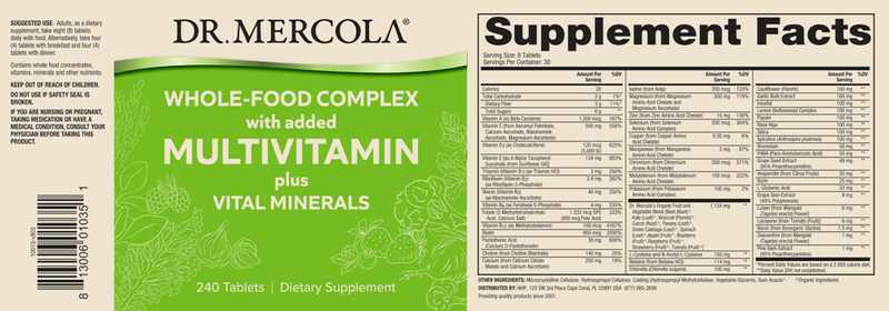 Whole Food Multivitamin Plus (Dr. Mercola) label