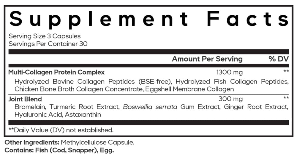 Multi Collagen Joint Formula Supplement Facts Label