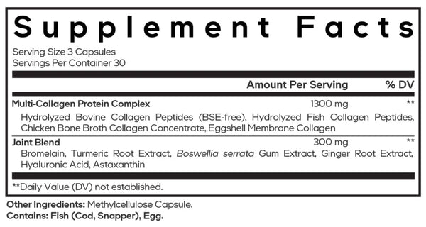 Multi Collagen Joint Formula Supplement Facts Label