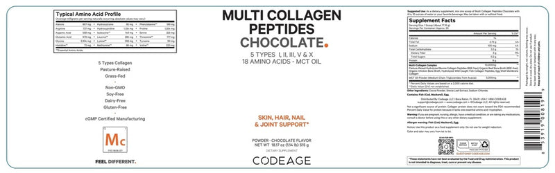 multi collagen powder chocolate codeage label