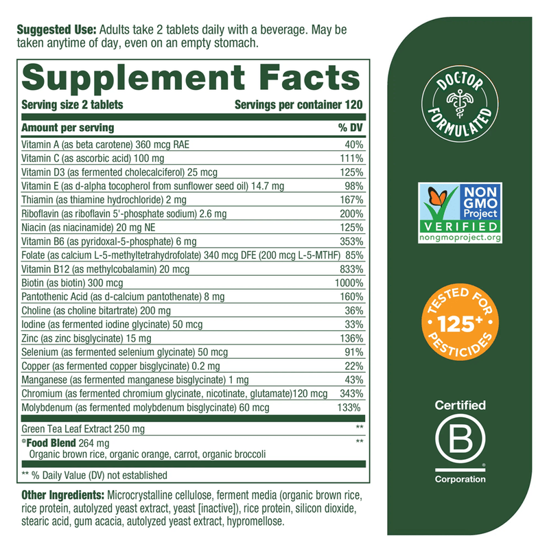 Multi for Women 55+ (MegaFood) supplement facts