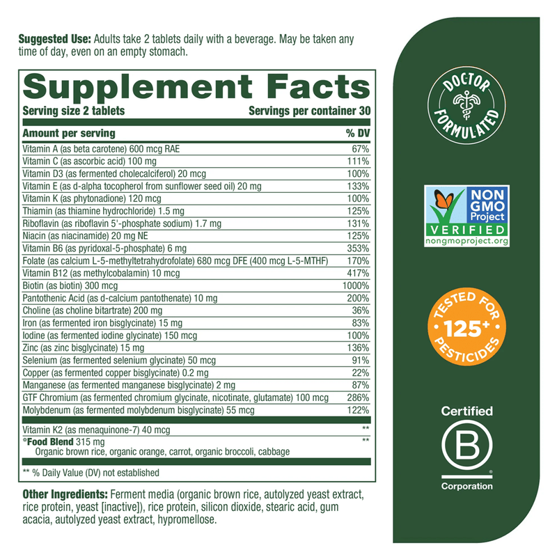 Multi for Women (MegaFood) supplement facts