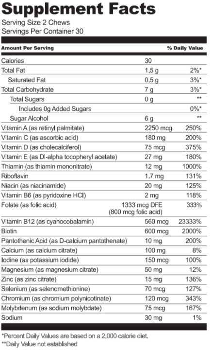 Multivitamin Soft Chews - Tropical Fruit (Bundle) (Bariatric Fusion) supplement facts