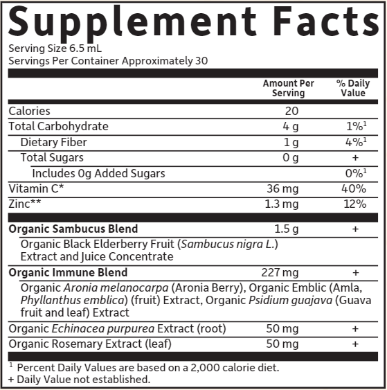 MyKind Organic Elderberry Syrup (Garden of Life) Supplement Facts
