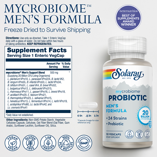 Mycrobiome Men's Formula 30 B Enteric Solaray