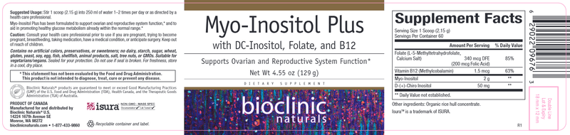 myo-inositol plus bioclinic naturals label