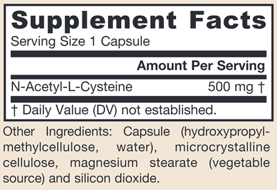N-A-C (N-Acetyl-L-Cysteine) (Jarrow Formulas) supplement facts