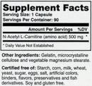 n-acetyl-l-carnitine 500 mg montiff supplement facts