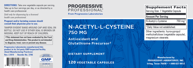 N-Acetyl-L-Cysteine (Progressive Labs) Label